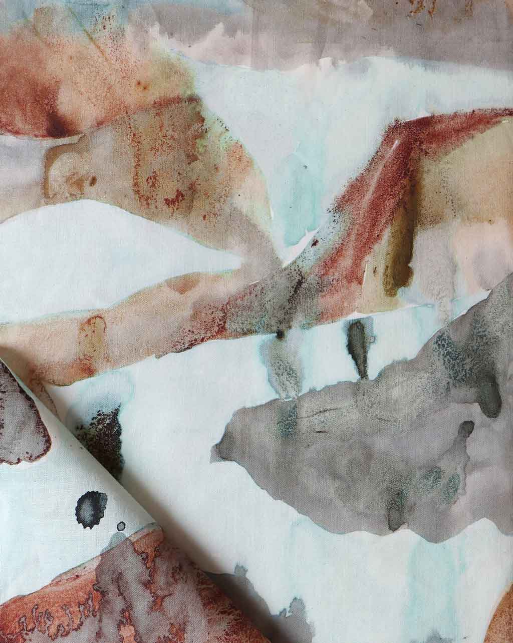 A close up of a Mani Fabric Morea painting on a fabric canvas