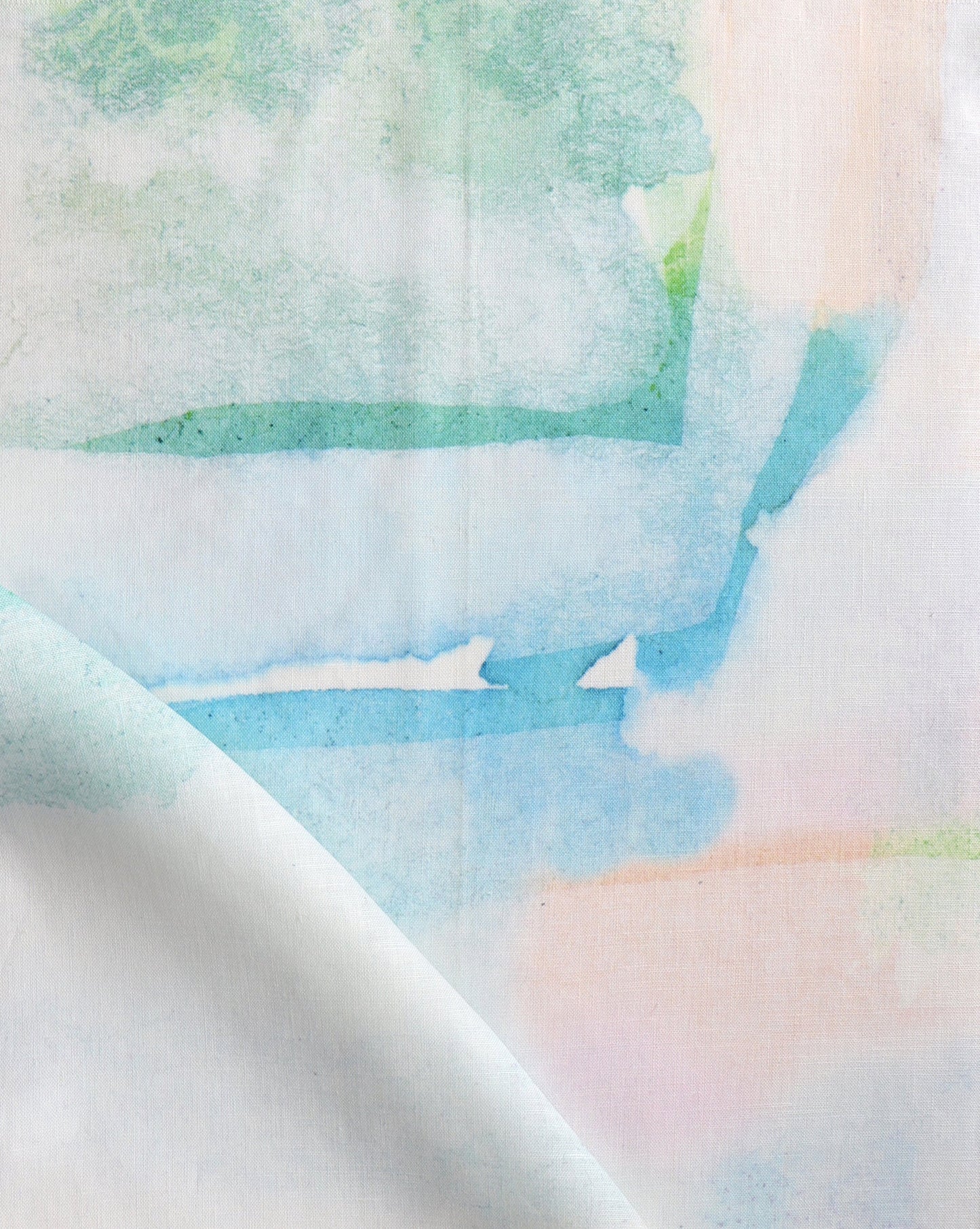 A close up of a watercolor painting of Portico fabric Multi by Eskayel studio