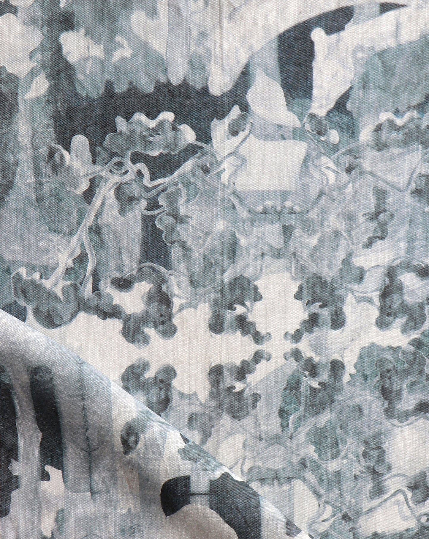 A close up of Presidio Fabric Navy, a black and white pattern designed by Eskayel