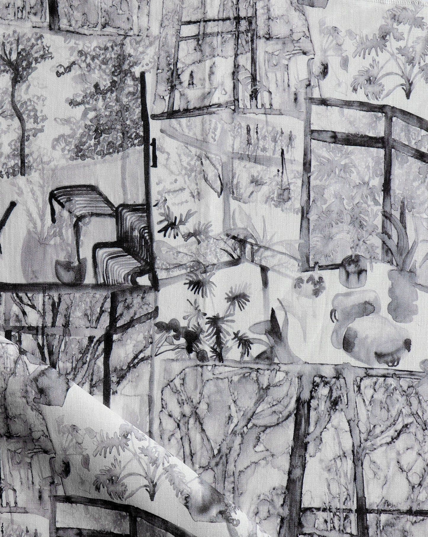 A Quotidiana Fabric Slate picture of a tree