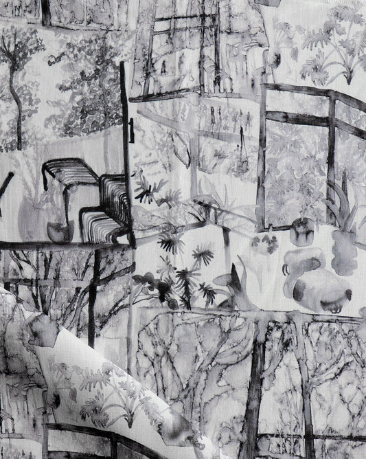 A Quotidiana Fabric Slate picture of a tree