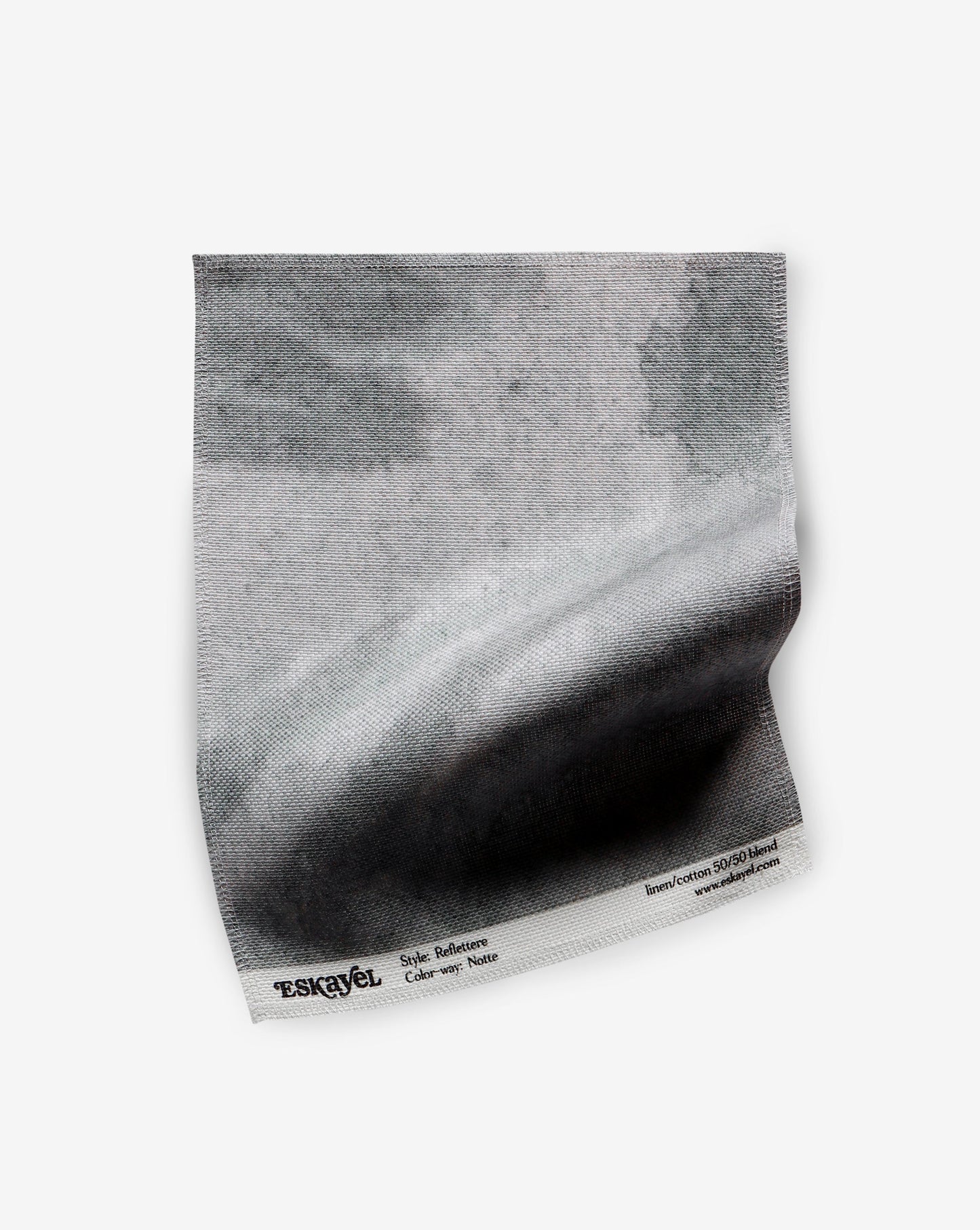 A black and white mural Reflettere Fabric Notte of a wave on a white surface