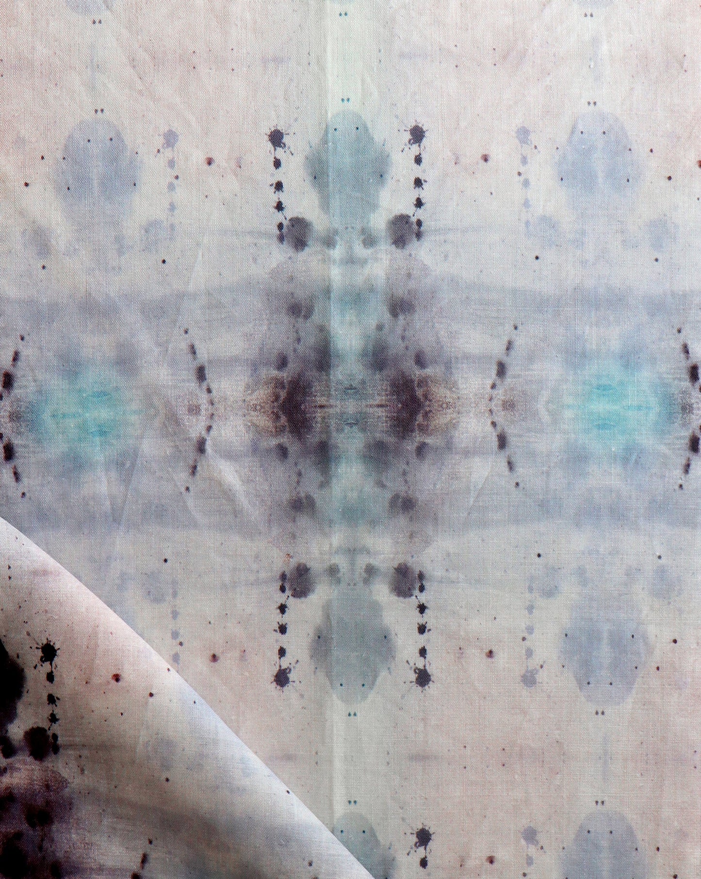 A close up of Shakya Fabric Dusk with a blue and white pattern