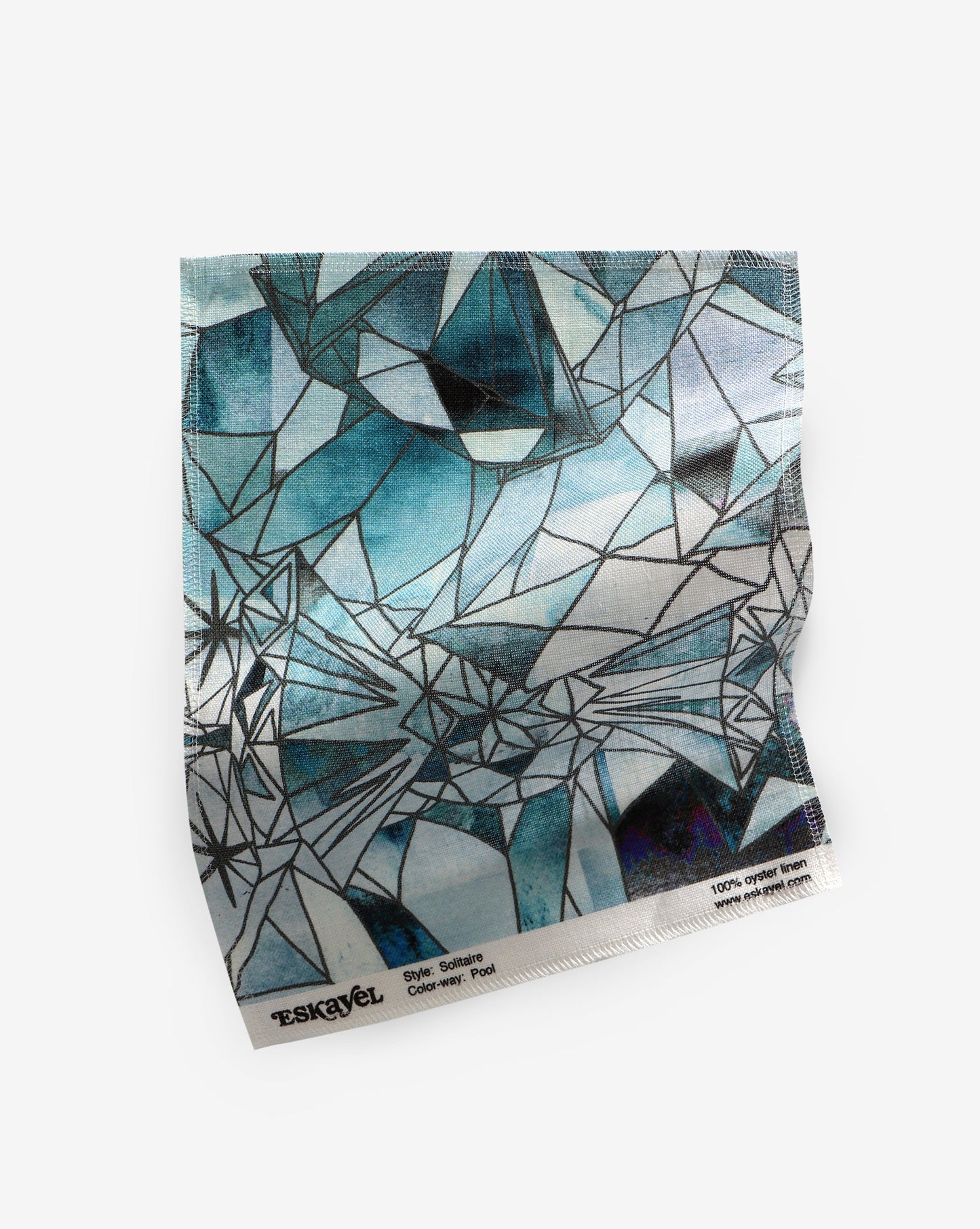 A Solitaire Fabric Sample||Pool order with a blue and white design on it.