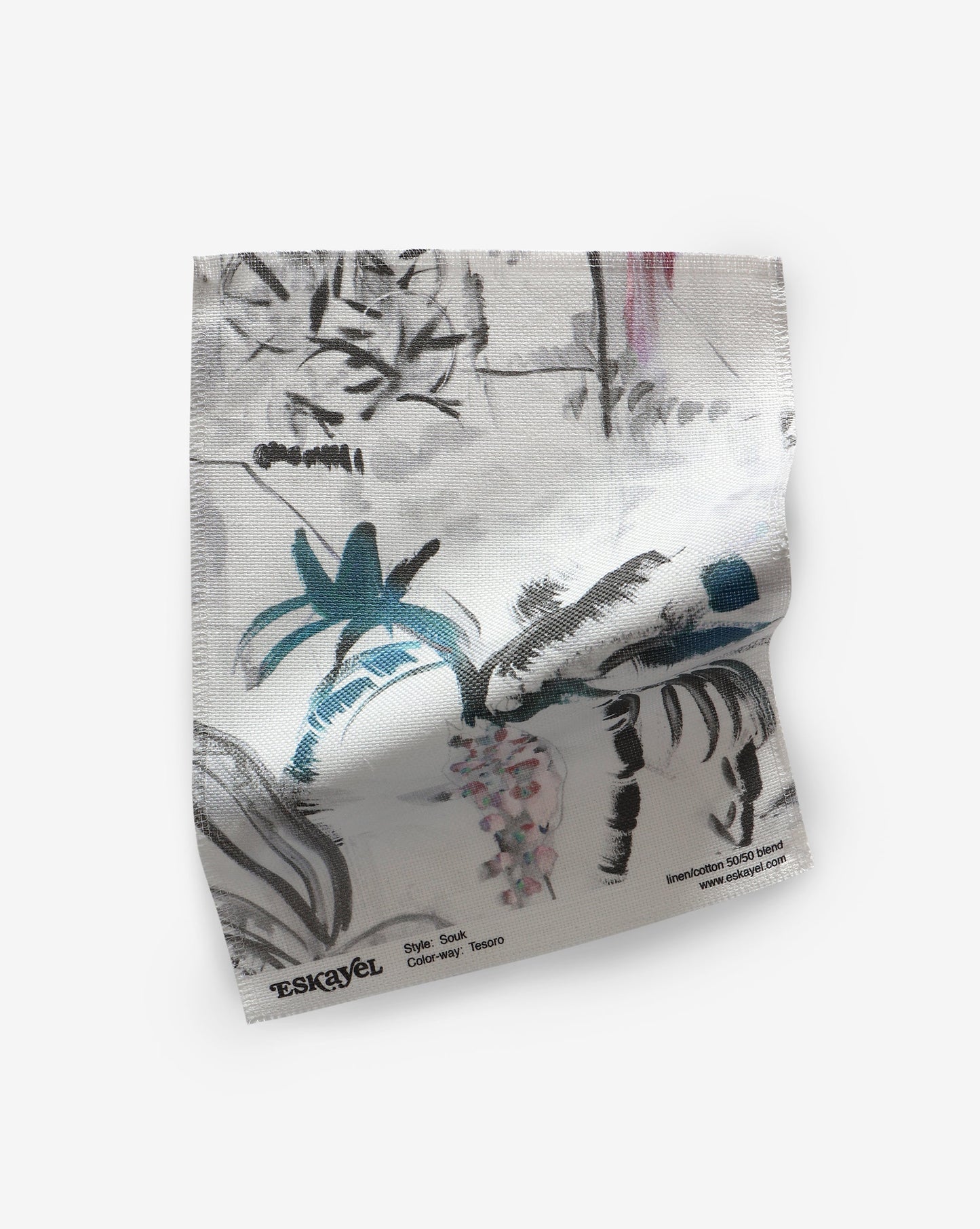 A painting on a piece of Souk Fabric Tesoro
