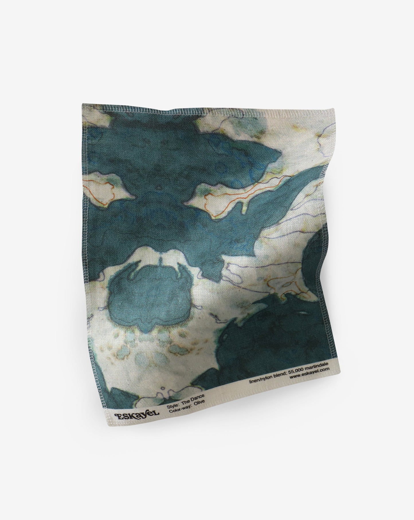 A blue and white Dance Fabric Olive map on a white background