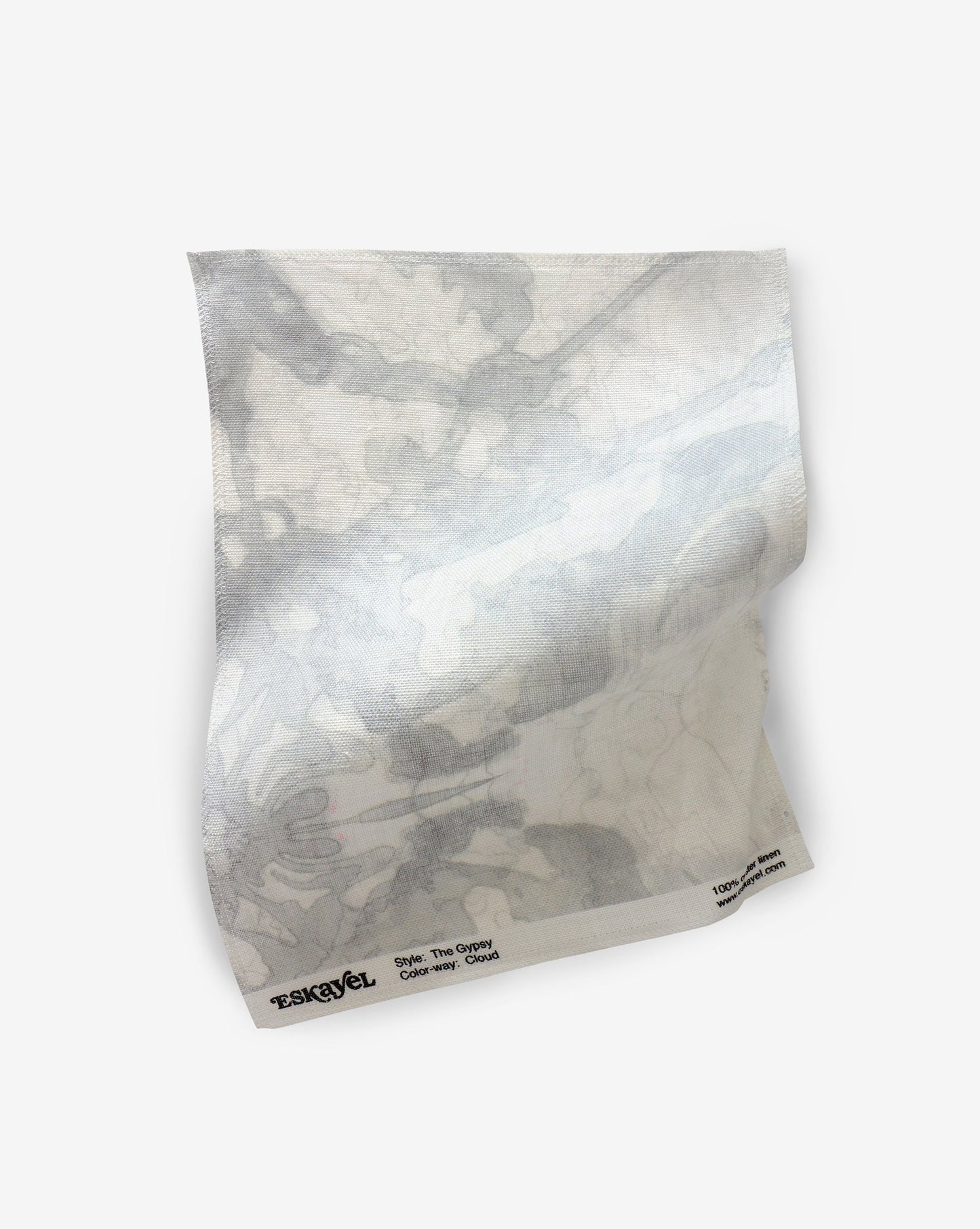 A white piece of luxury Gypsy Fabric Cloud with a marble pattern from the Lora Collection