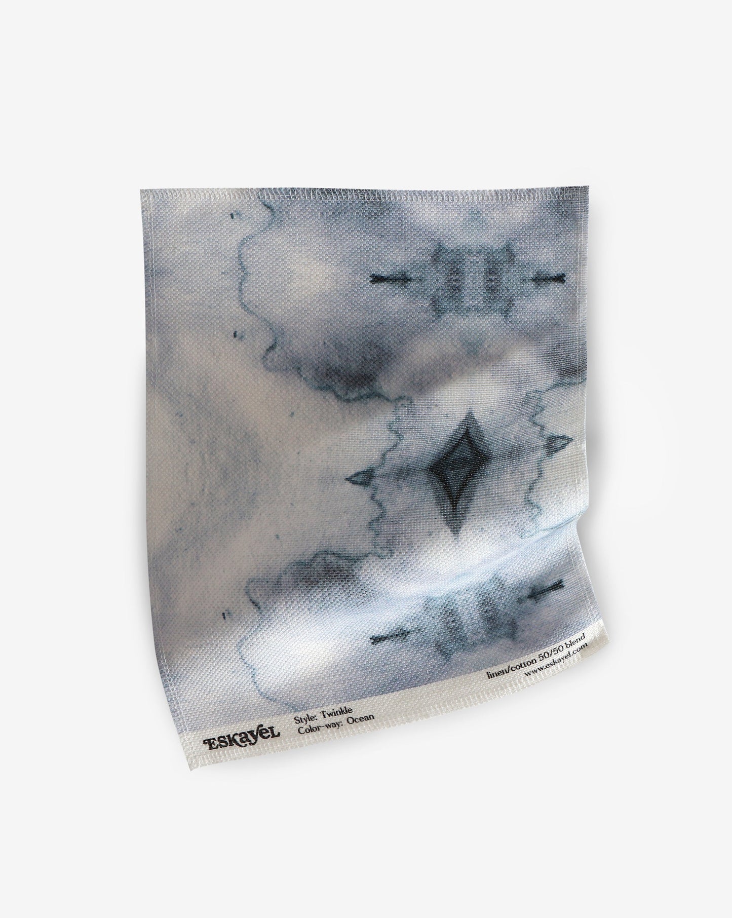 A piece of fabric with a blue and white Twinkle Fabric Ocean design on it