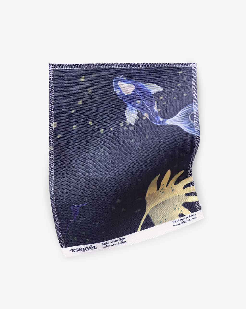 An image of a koi fish on Water Signs Fabric Indigo