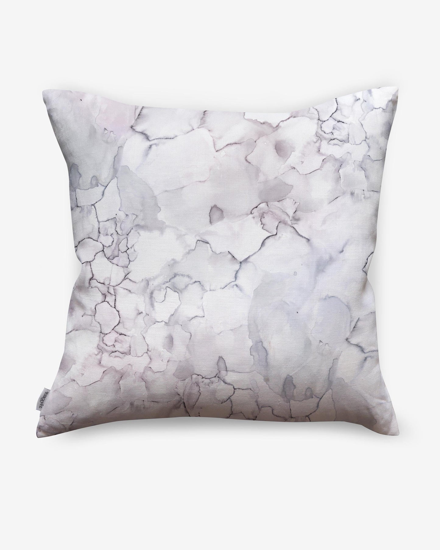 An Aquarelle Pillow Ice with a white and grey marble pattern, perfect for adding a touch of luxury to your bedroom