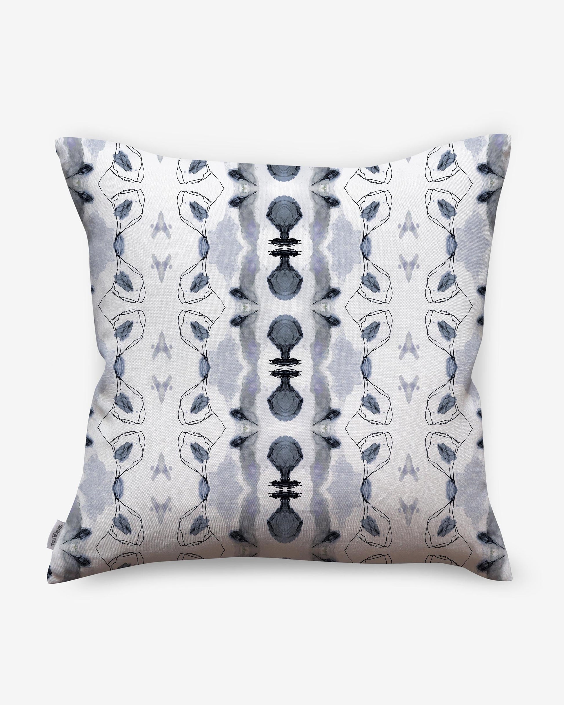 A Bali Stripe Pillow Indigo with a blue and white design on it