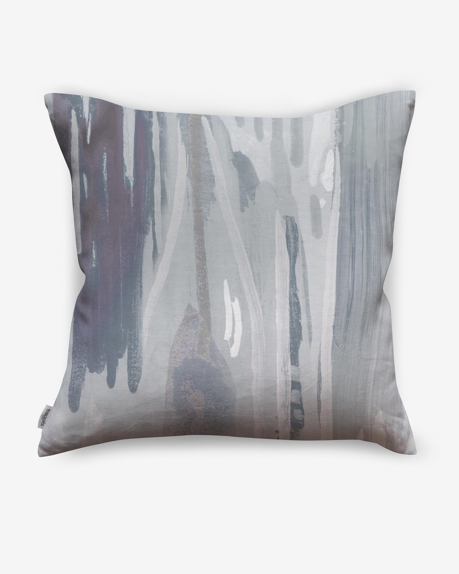 A Majorelle Pillow Blanca with an abstract painting inspired by Majorelle Gardens in Marrakech, Morocco