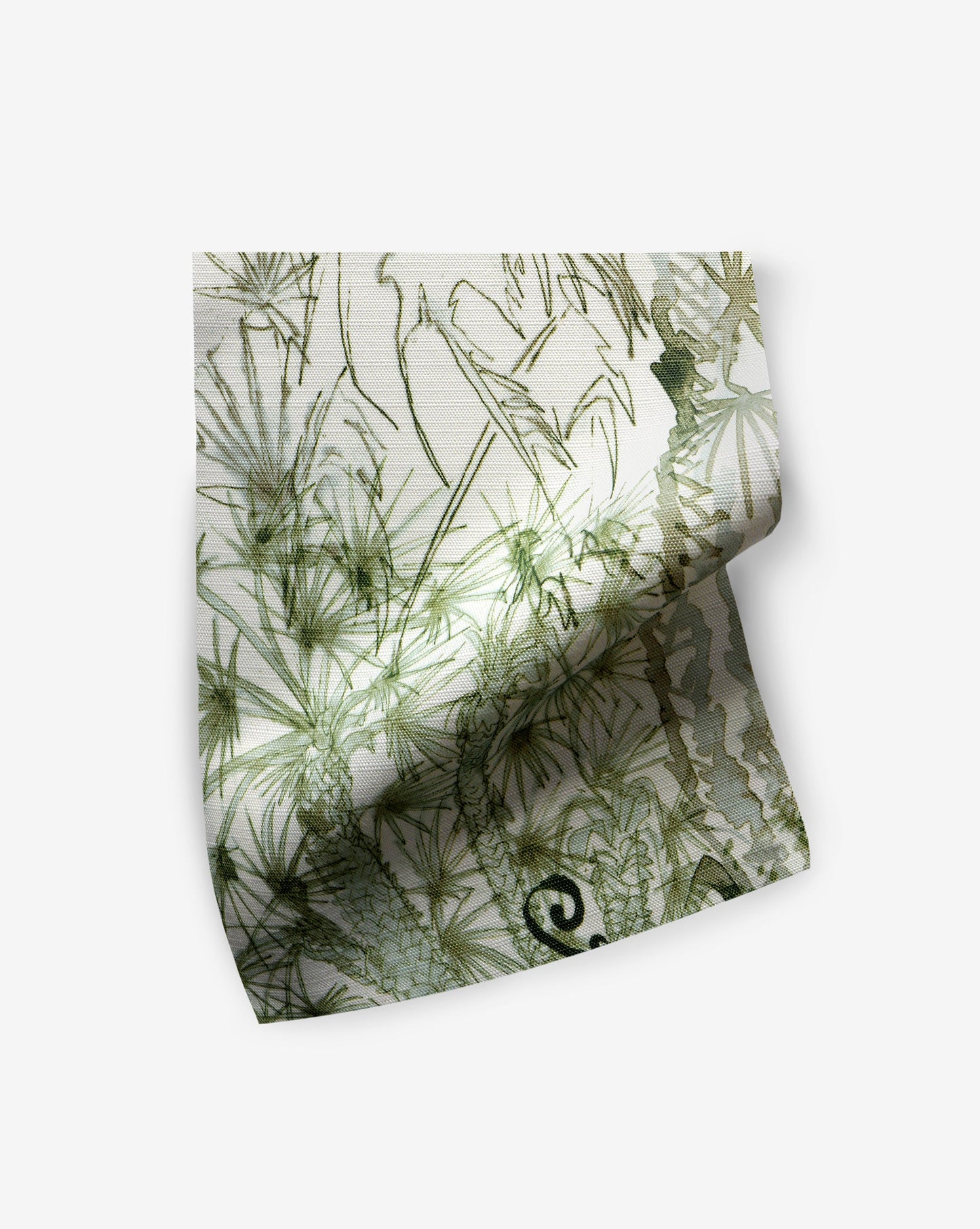 A green patterned Domenica Performance Fabric Sample Brush