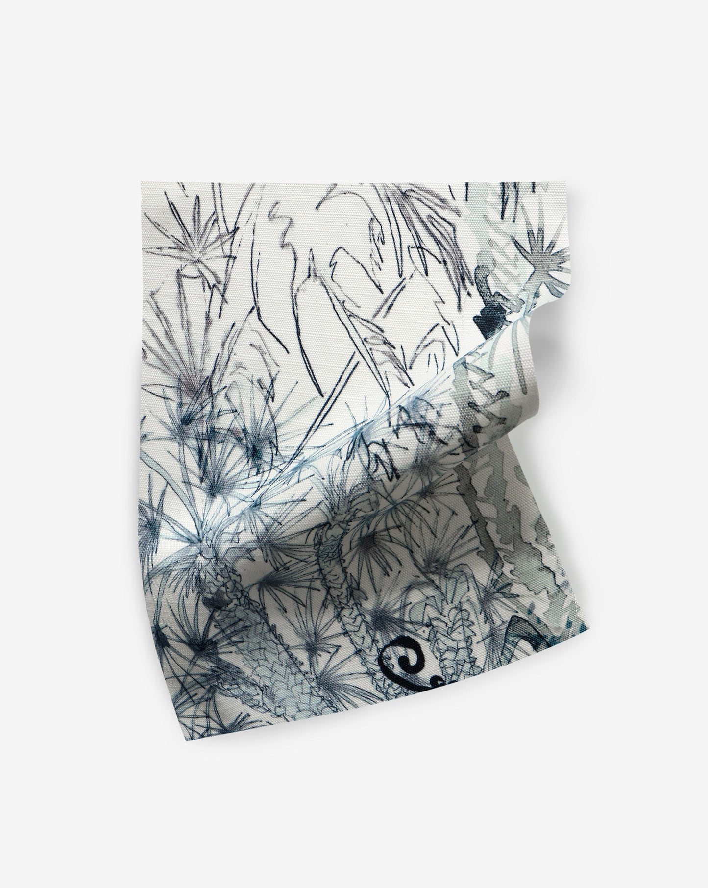 a sample of a Domenica Performance Fabric Sample Notte with a black and white design on it