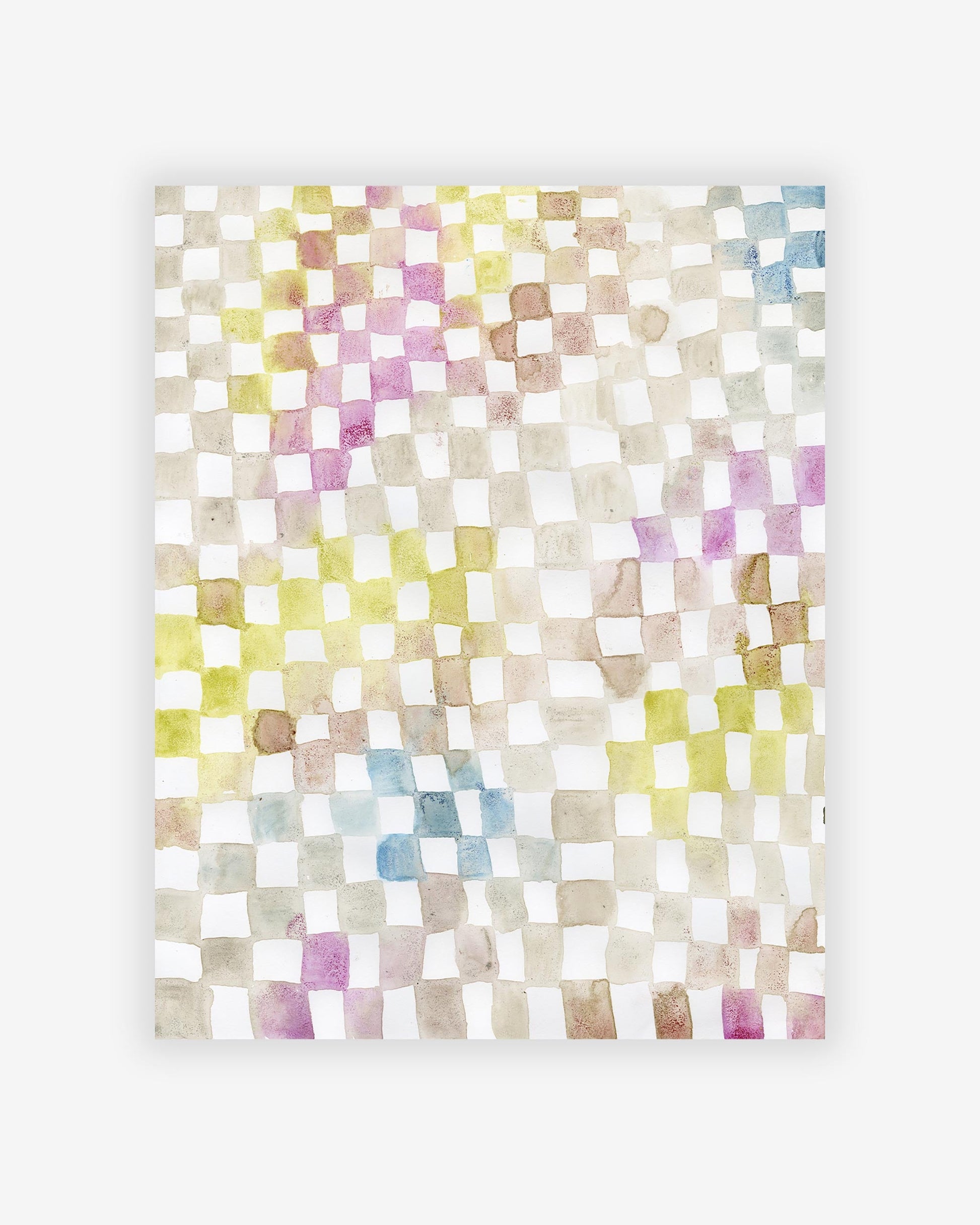 A watercolor painting by an artist of a Checks Print on a white background