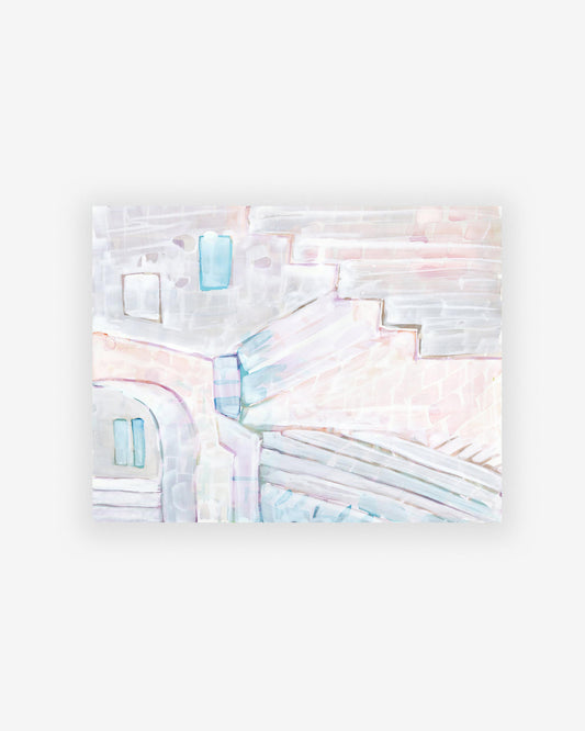 original La Scala Print by the artist, depicting a building on a white background