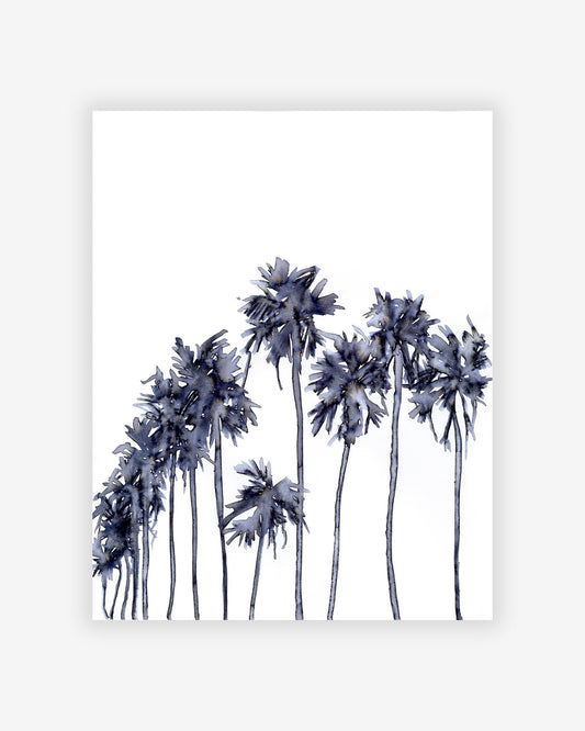 An Artist's original San Elijo Palms Print of palm trees on a white background
