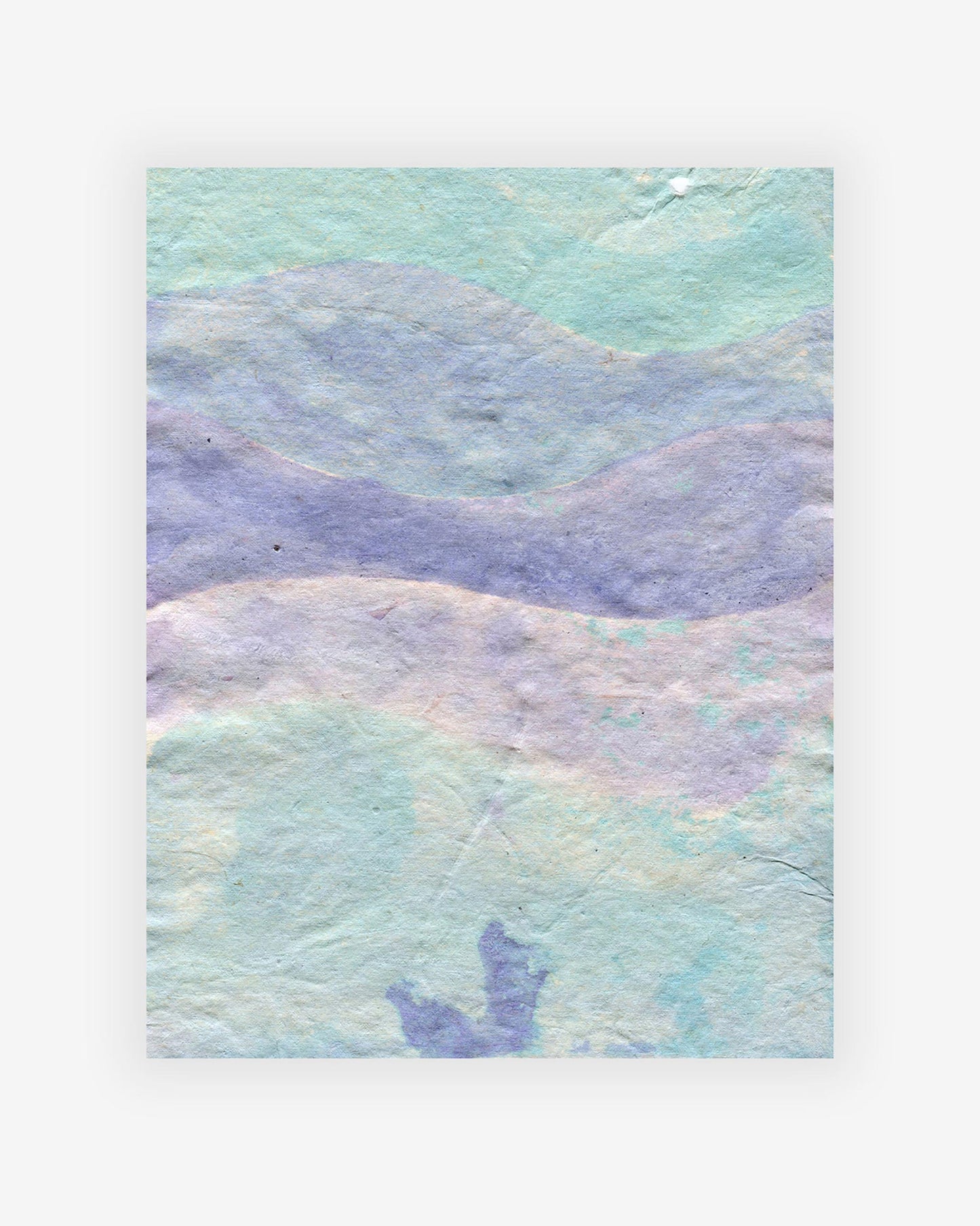 A beautiful Waves Print by the artist, Eskayel founder, on a blue and purple piece of paper.