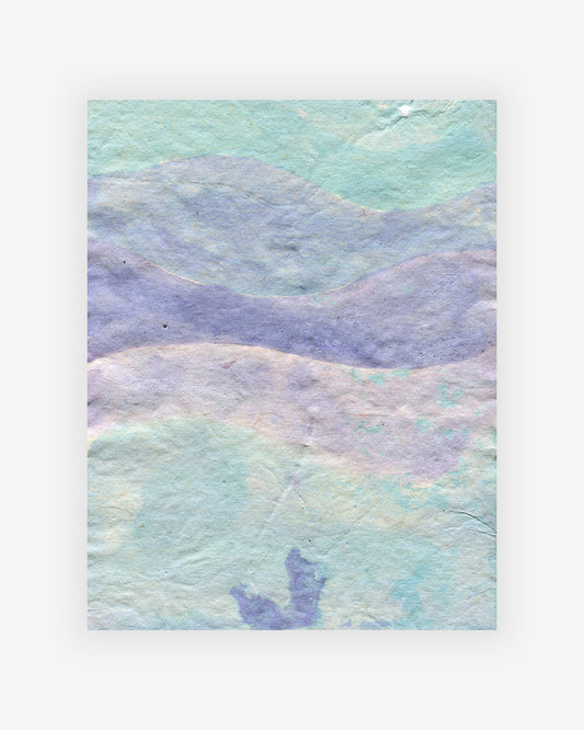 A beautiful Waves Print by the artist, Eskayel founder, on a blue and purple piece of paper