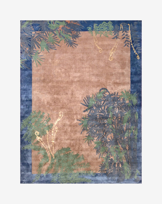 A blue and brown Adriatico Hand Knotted Rug from the Salentu Collection, featuring a floral pattern