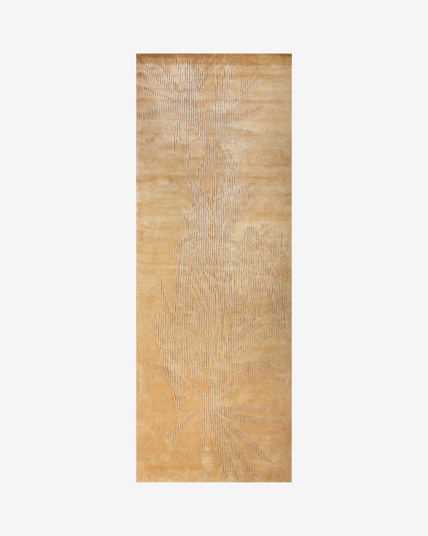 A beige rug with a Domenica Hand Knotted Rug Gold pattern, part of the Salentu Collection