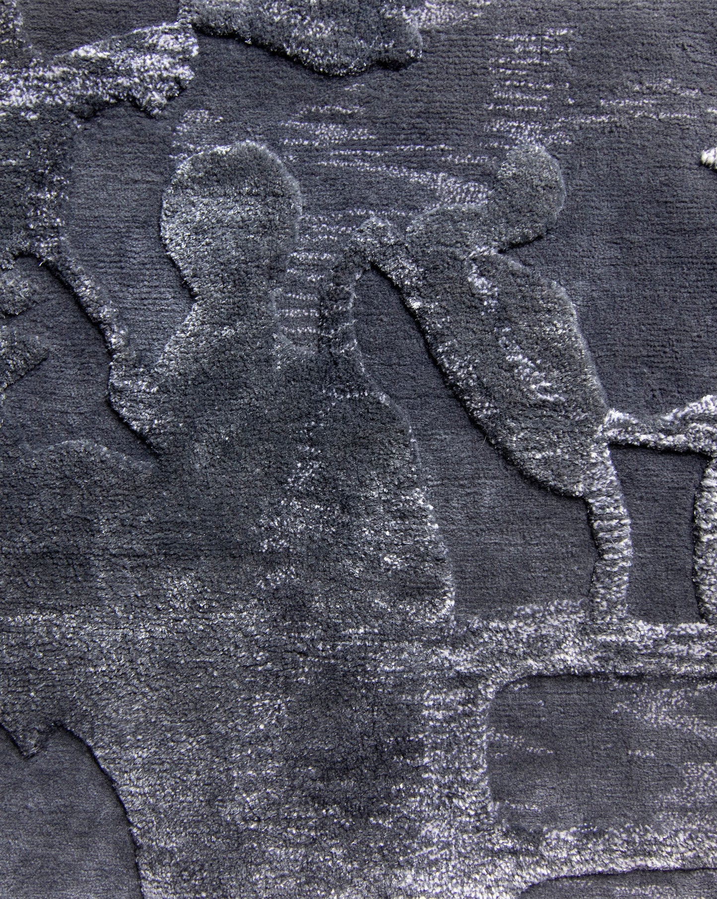 A Kotoubia Hand Knotted Rug with a painting of a man and a woman sitting on a bench
