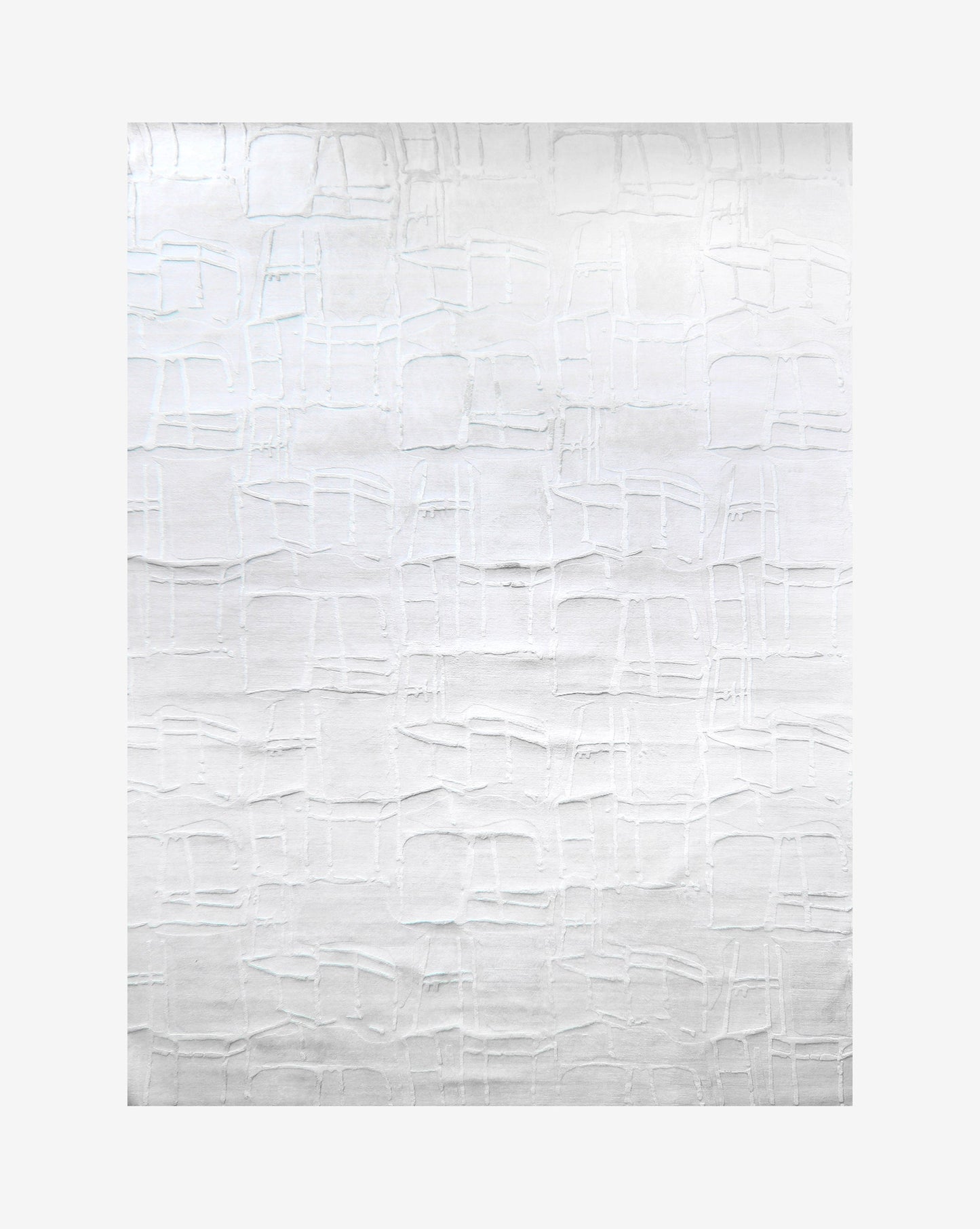 A Quotidiana Hand Knotted Rug Lefko White with white lines on it