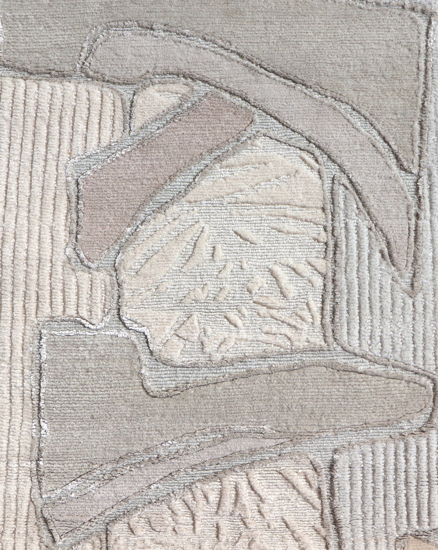 A close up of the Sky Arc Hand Knotted Rug Neutral