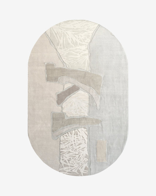 A handmade Sky Arc Hand Knotted Rug Neutral, from Eskayel studio