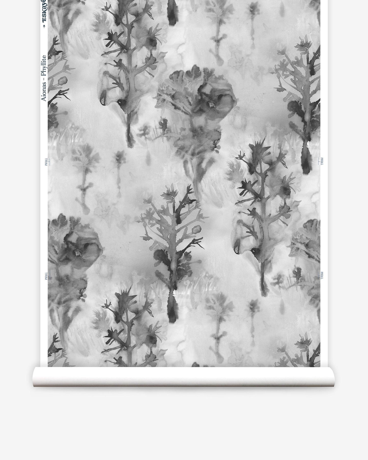 A black and white Aionas Wallpaper Phyllite with flowers on it