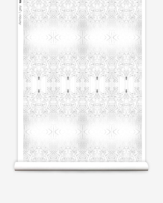 A white Akimbo 1 Wallpaper Greyscale with a pattern on it