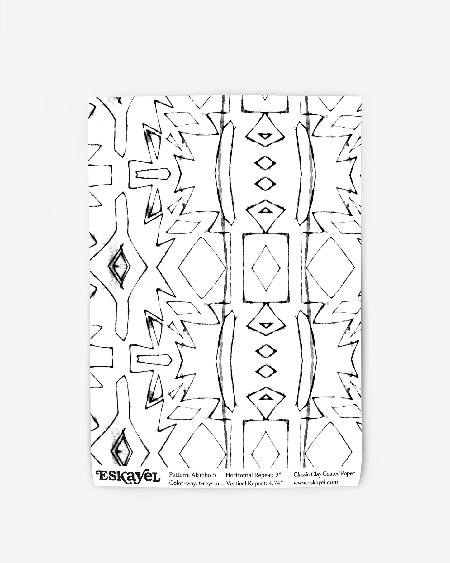 a sample of the Akimbo 5 Wallpaper Sample Greyscale design on a wallpaper