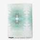 A teal and white watercolor design inspired by oceanic art on an Areca Palms Wallpaper Breeze background