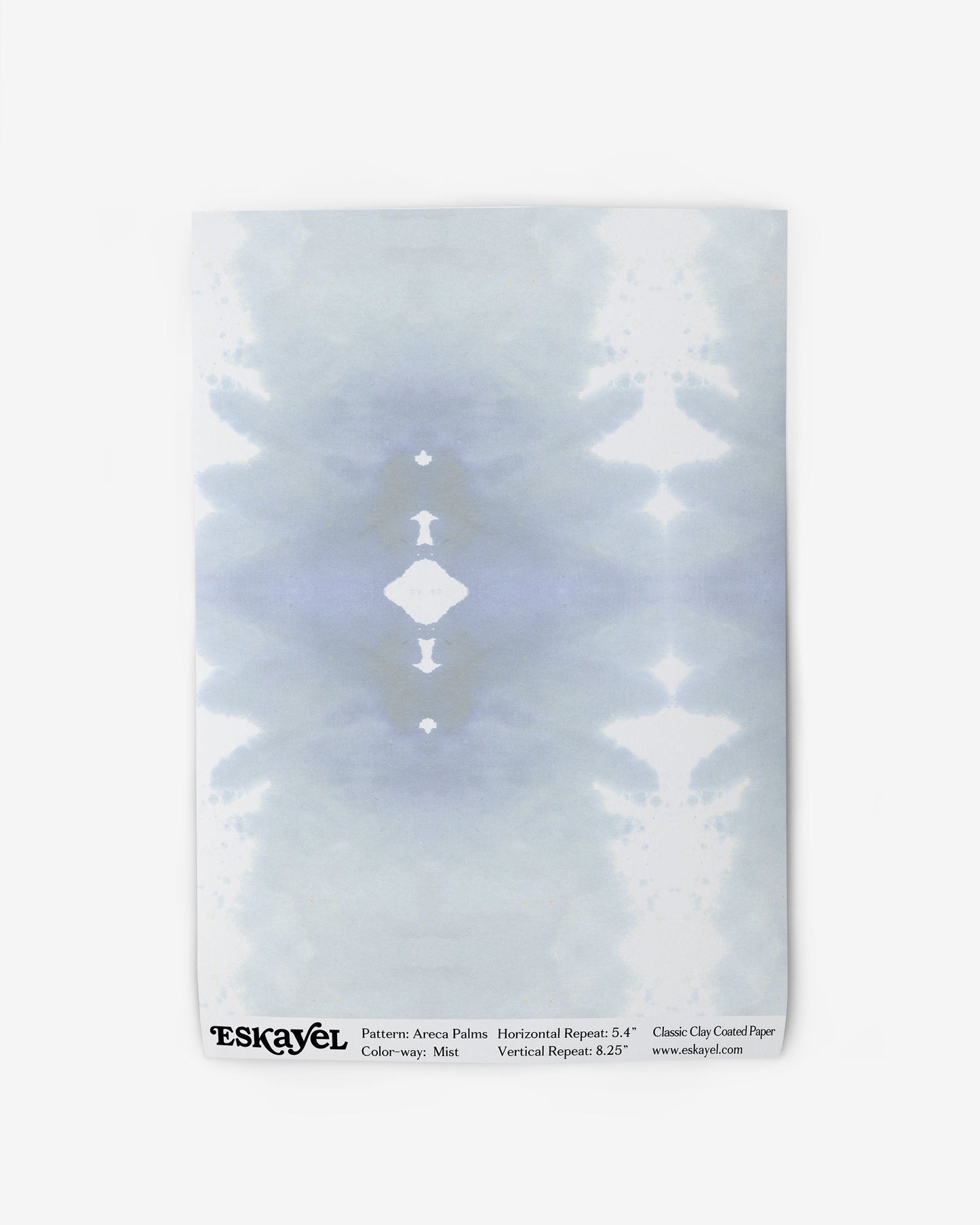 a sample of the Areca Palms Wallpaper Sample Mist pattern on wallpaper, pleaseon wallpaper