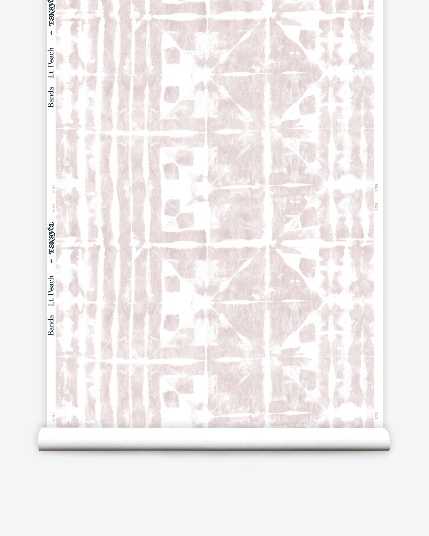 A pink and white Banda Wallpaper Light Peach tie-dye techniques on a roll