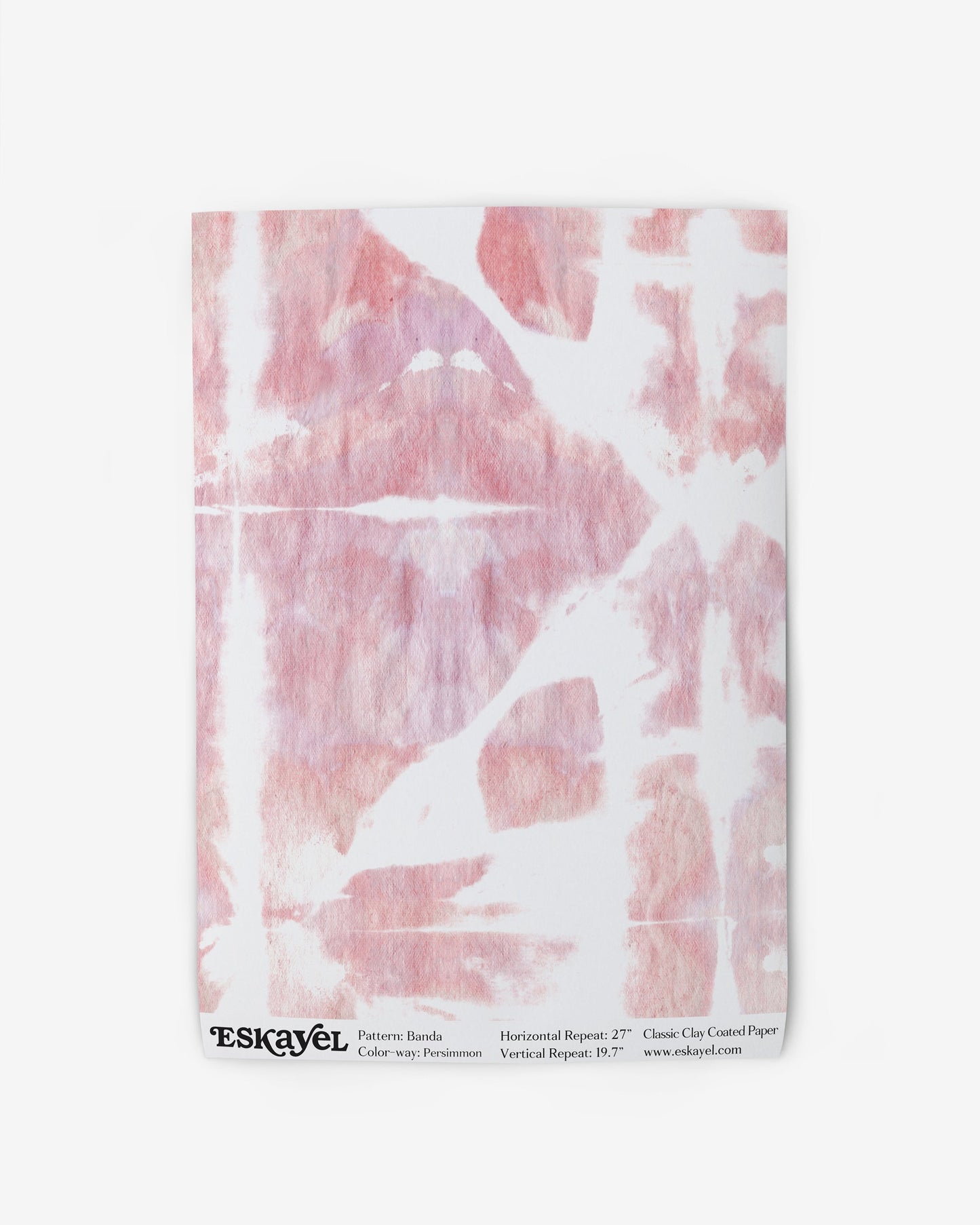 A pink and white tie dye pattern on wallpaper is available for Banda Wallpaper Sample Persimmon orderon wallpaper