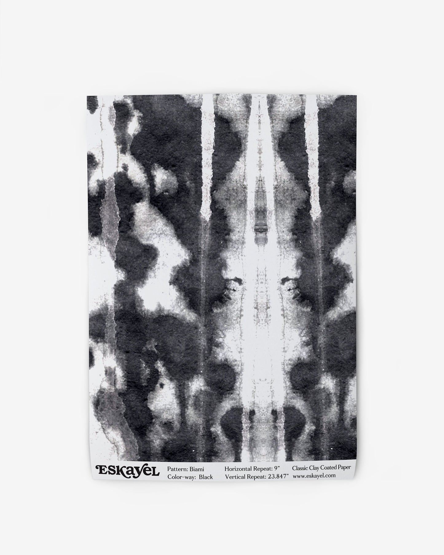 a sample of the Biami Wallpaper Sample Black on wallpaper