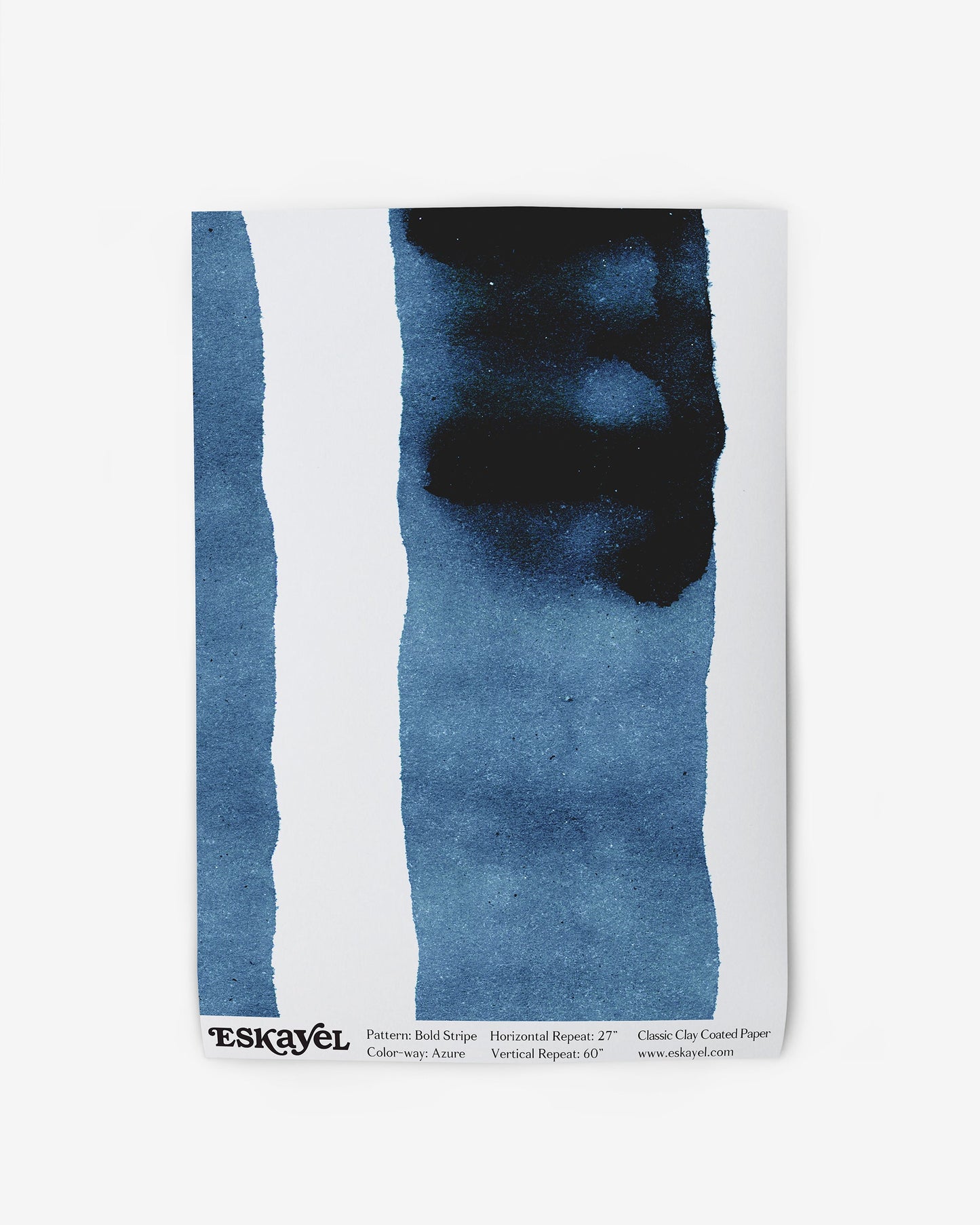 The cover of a Bold Stripe Wallpaper Sample Azure with a blue and black design is available for order