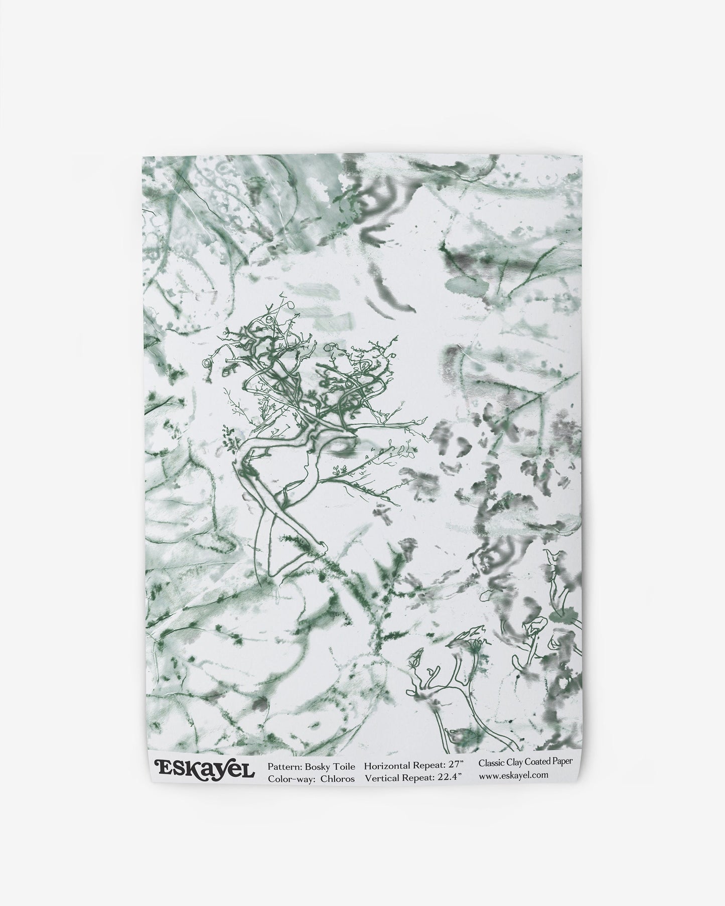A Bosky Toile Wallpaper Sample Chloros with a drawing on it