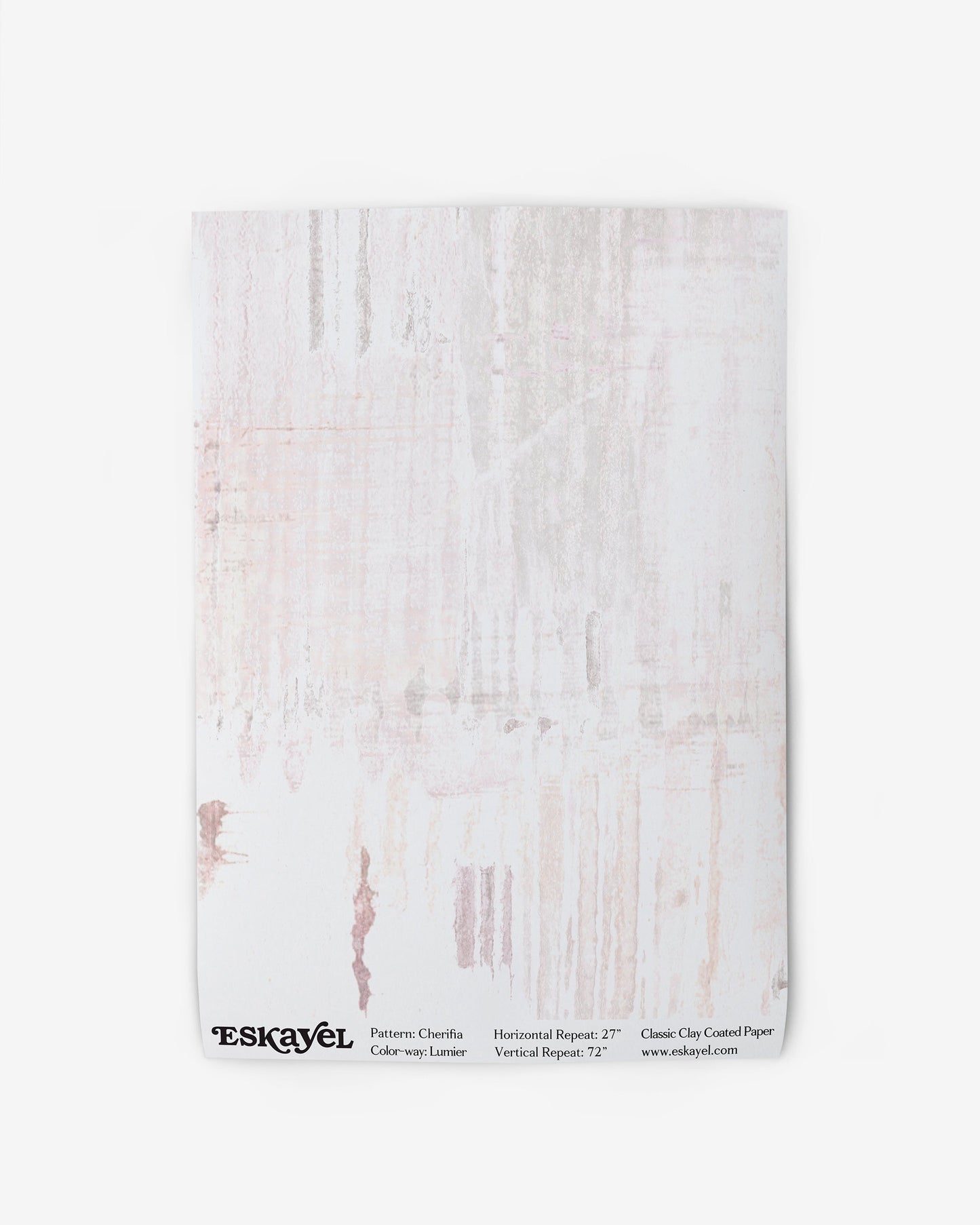 A Cherifia Wallpaper Sample Lumier with a white background and a pink coveron wallpaper