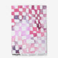 A pink and purple checkered Chess Wallpaper crafted with custom fabric is a high-end addition to any cozy space