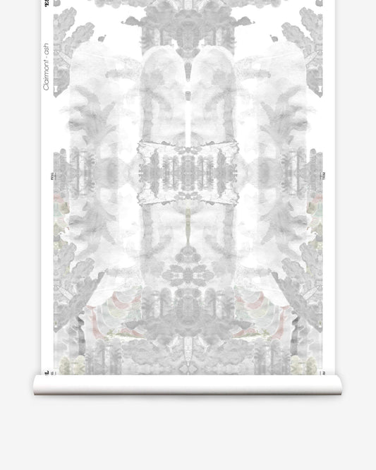 A roll of Clairmont Wallpaper Ash with an abstract design from the Presidio Collection