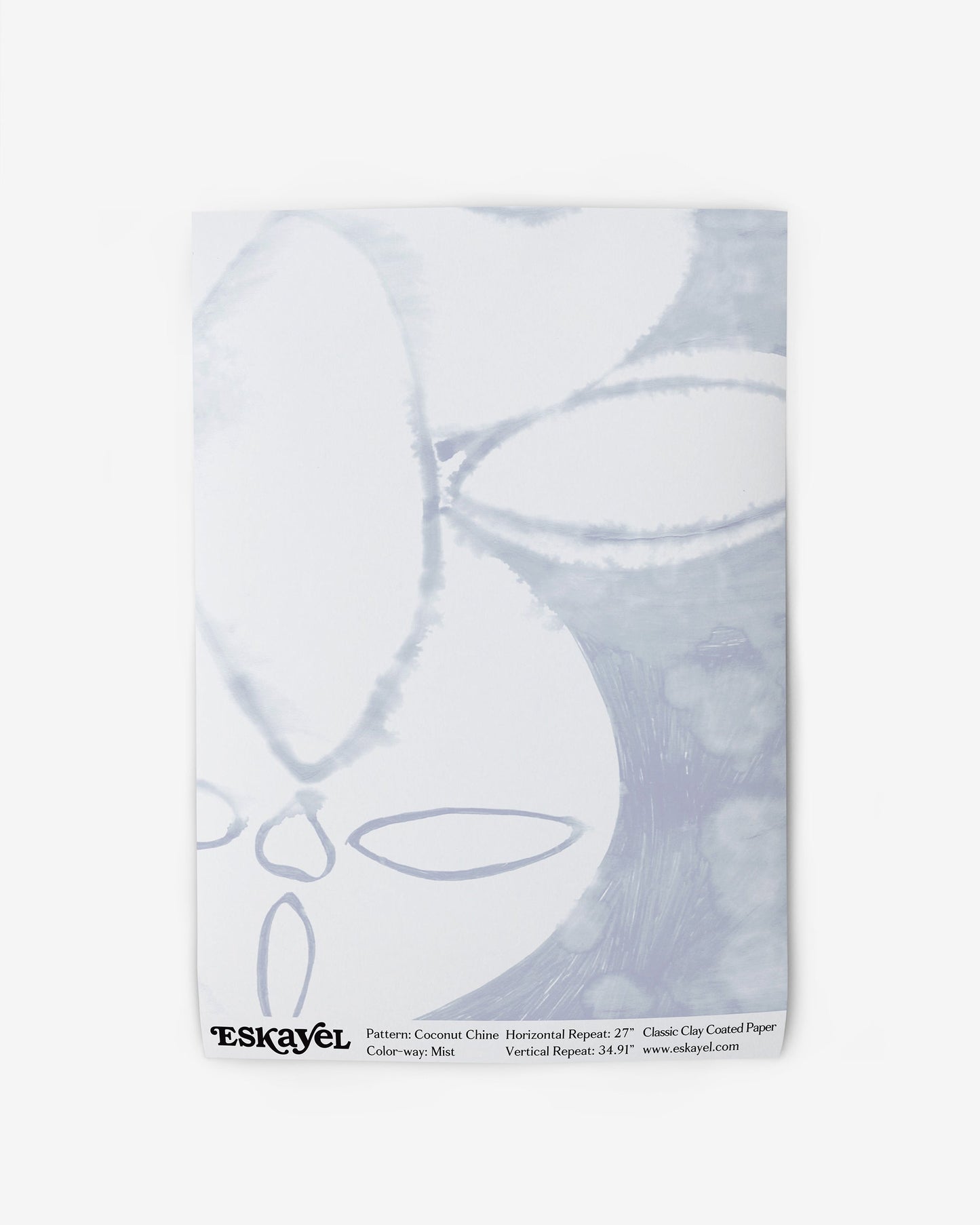 A blue and white design notebook for Coconut Chine Wallpaper Sample Mist