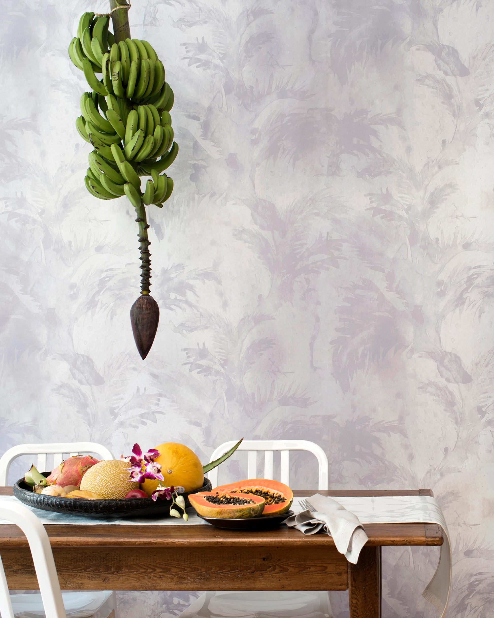 A table with a bunch of fruit on it and Cocos Wallpaper Bare