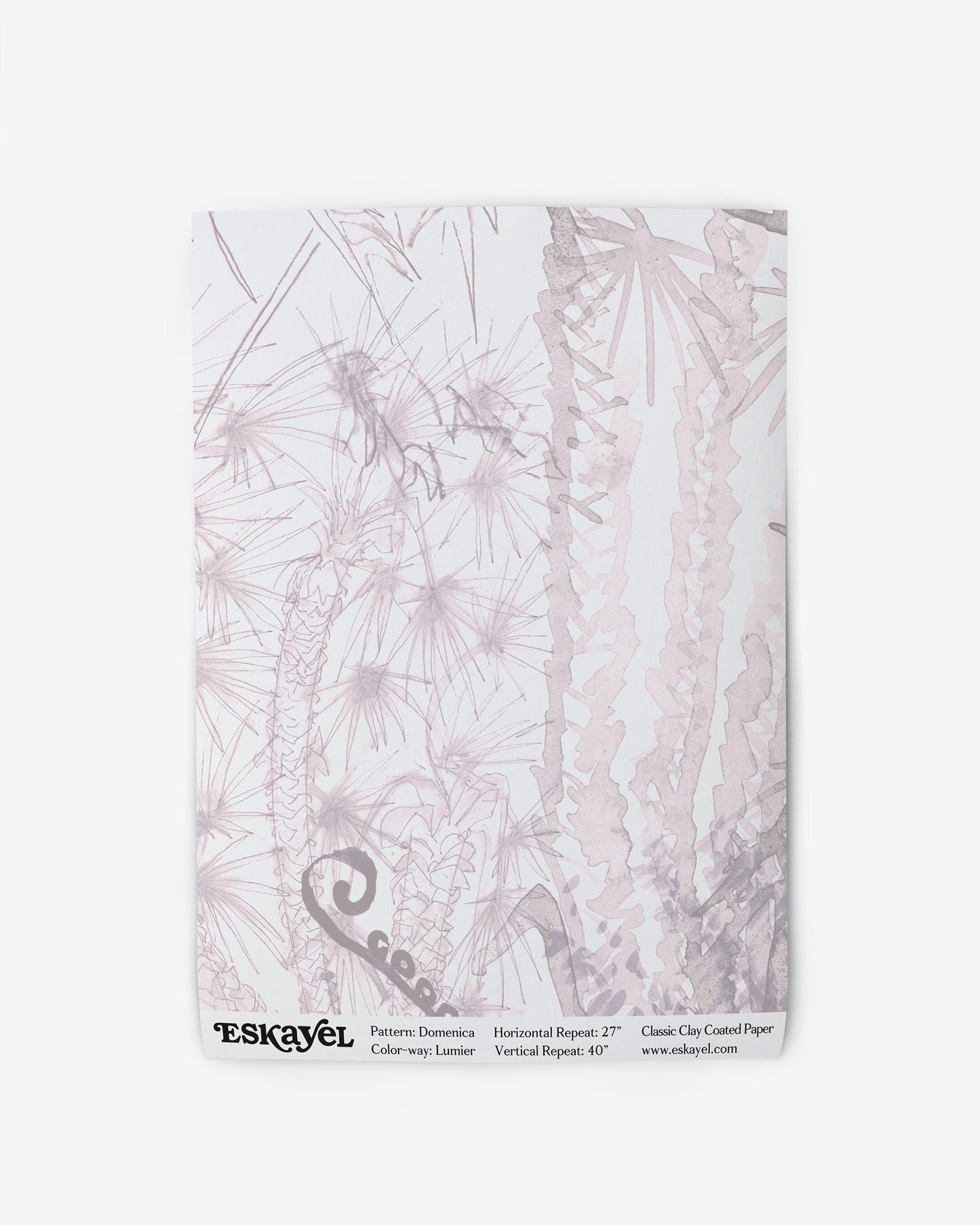 A pink wallpaper with an image of plants from the Domenica pattern in the Salentu Collection Domenica Wallpaper Lumier