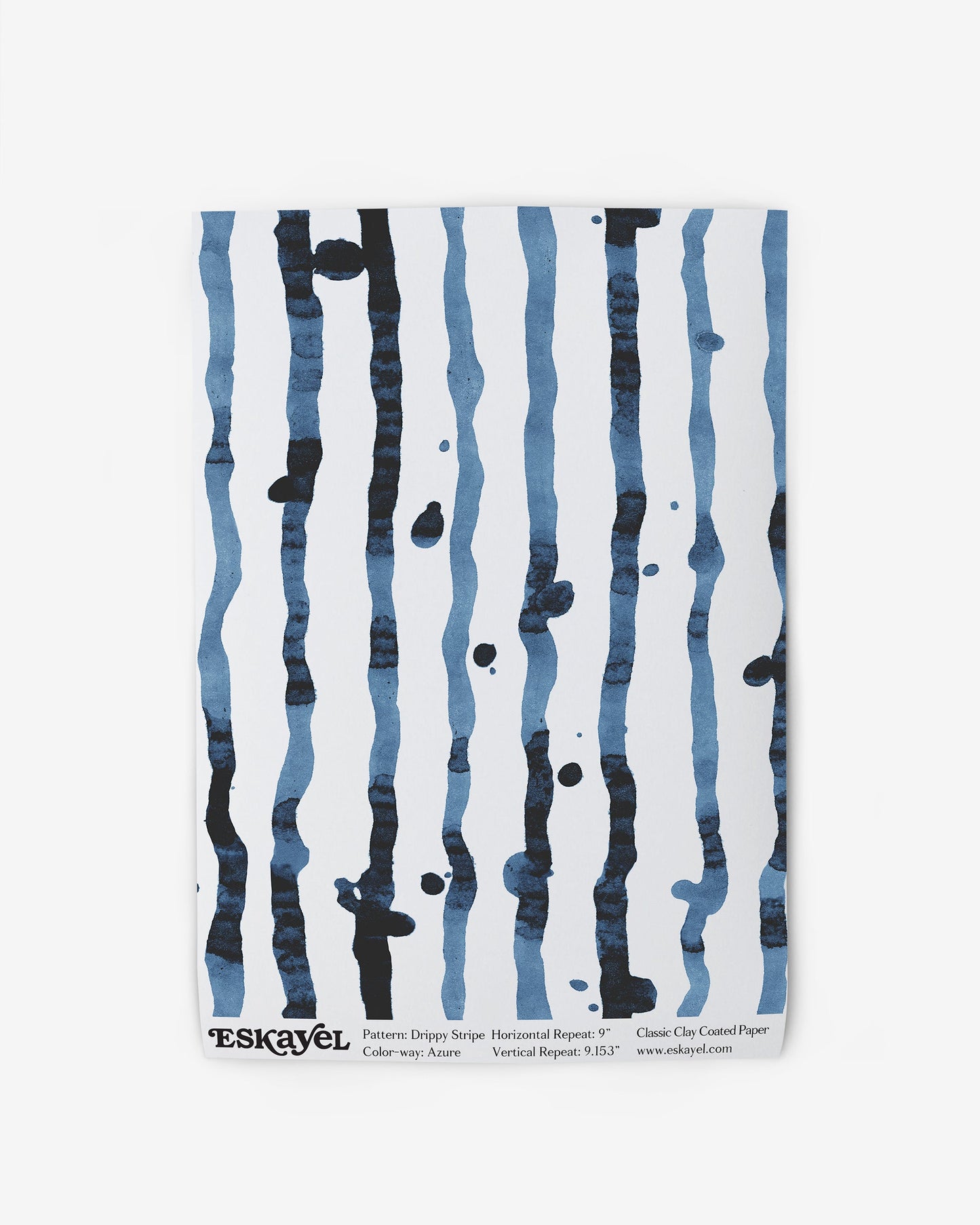 a sample of the Drippy Stripe Wallpaper Sample Azure wallpaper with stripes on it
