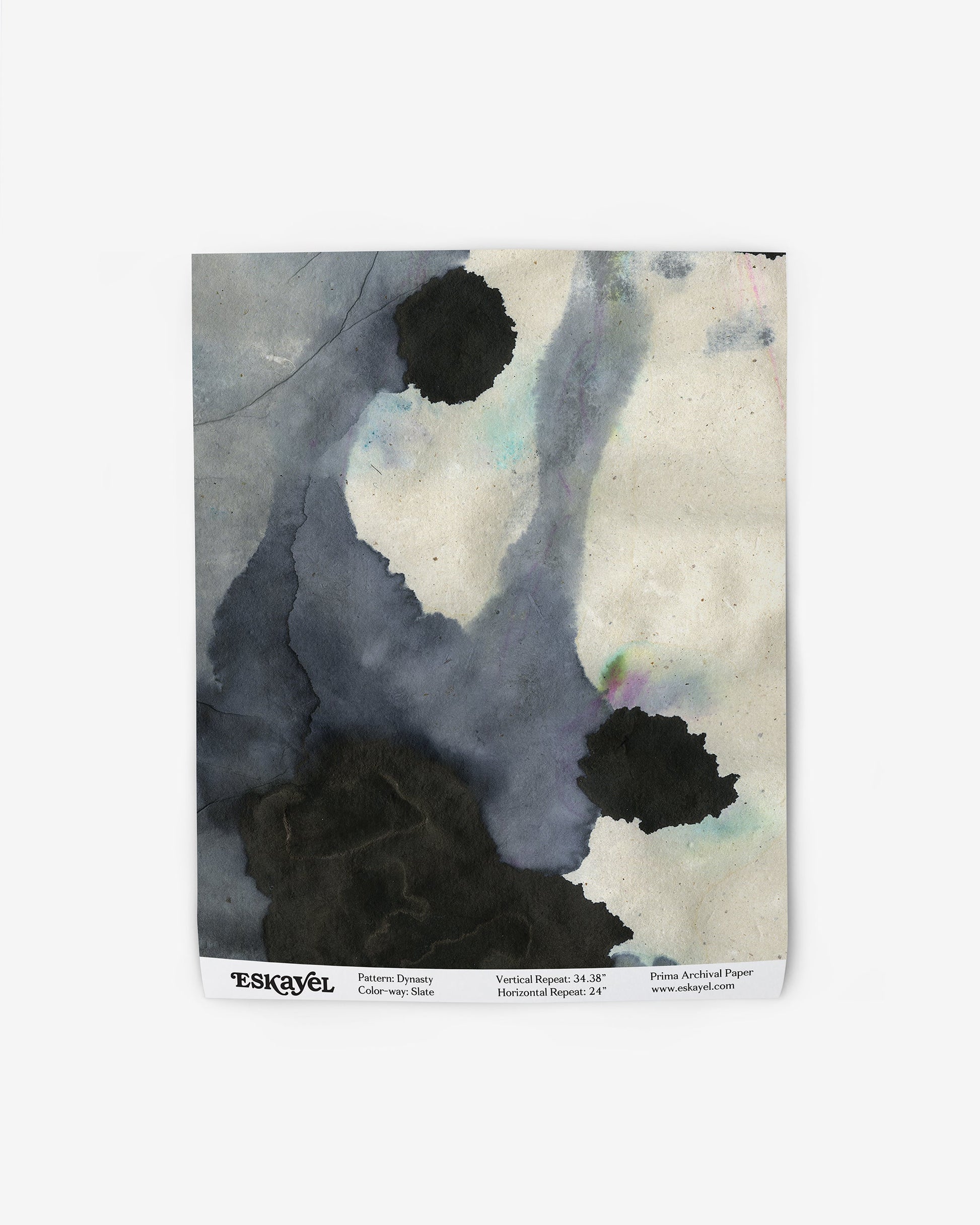 A black and white Dynasty Wallpaper Slate with an ink blot design on wallpaper