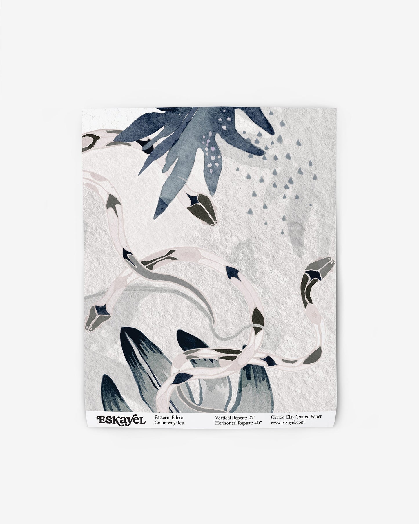 An Edera Wallpaper Ice with an abstract design on it, inspired by chinoiserie and in collaboration with Eskayel
