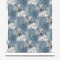 Emvasia Wallpaper Thalassa is a blue and white fabric with birds on it