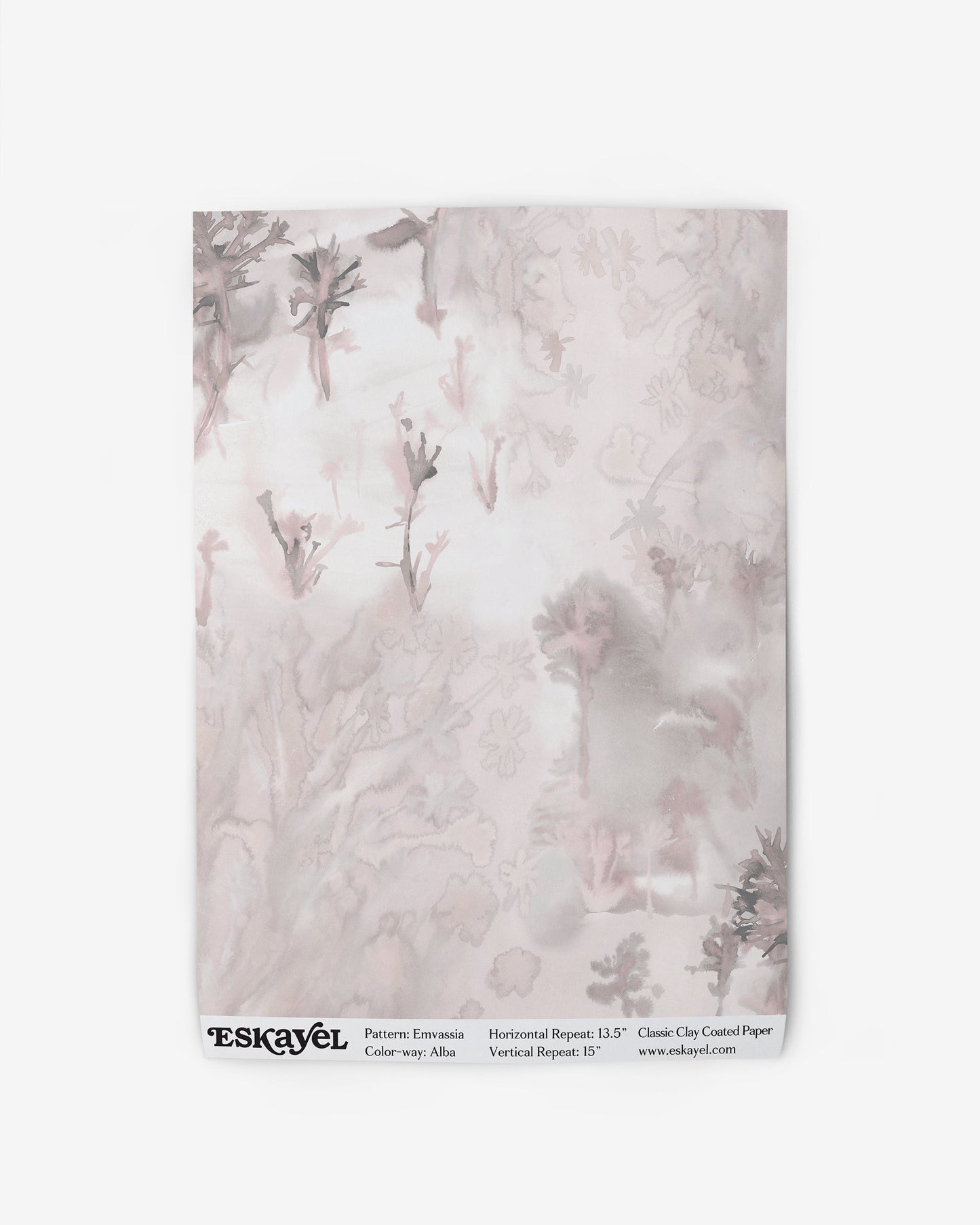 a sample of the Emvasia Wallpaper Sample Alba with flowers on it